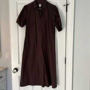 Chicos brown size 2 (chicos sizing) puff sleeves maxi a line dress
